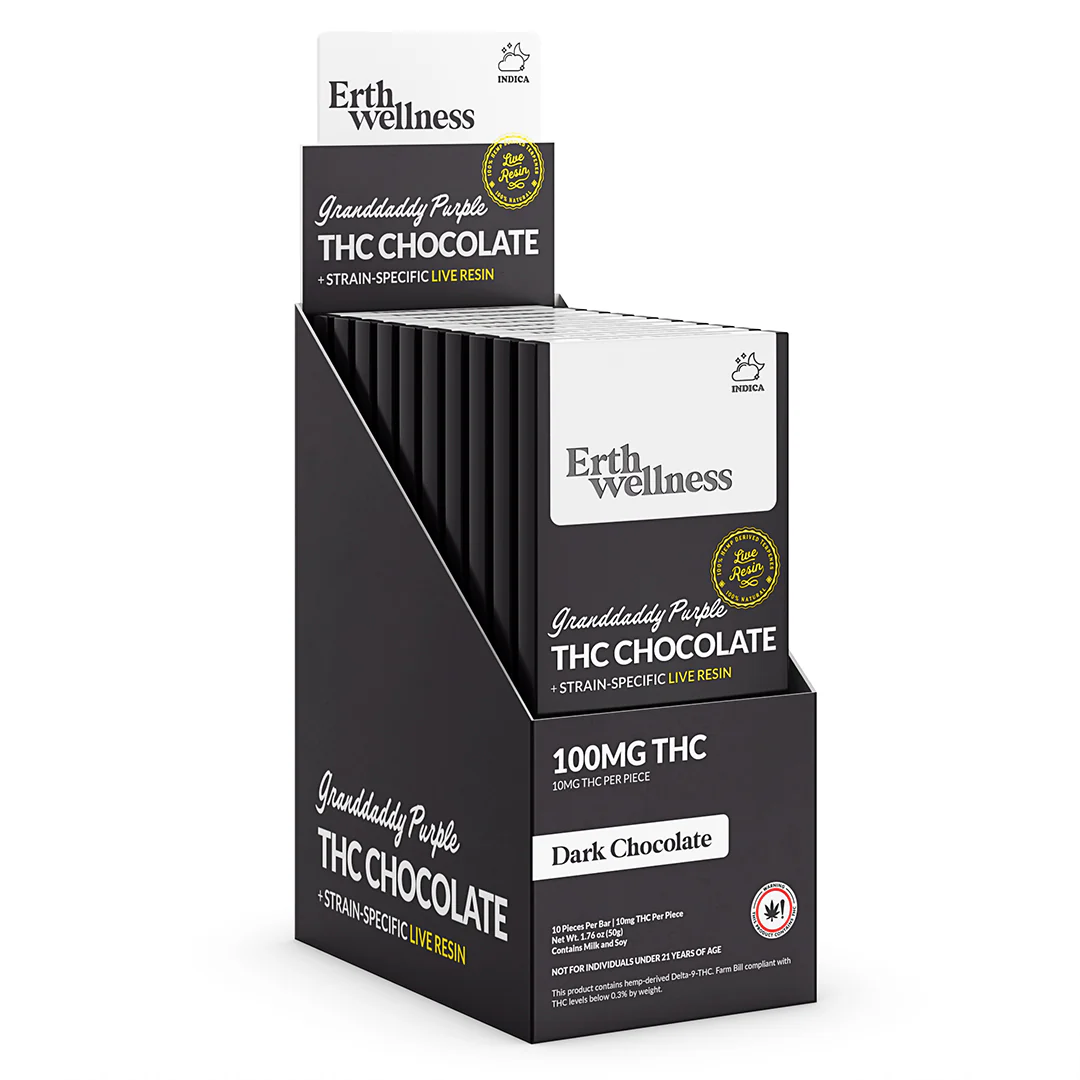 Δ9 THC Chocolate Bar – Granddaddy Purple (Indica) | Live Resin | Dark Chocolate (100mg) - Image 3