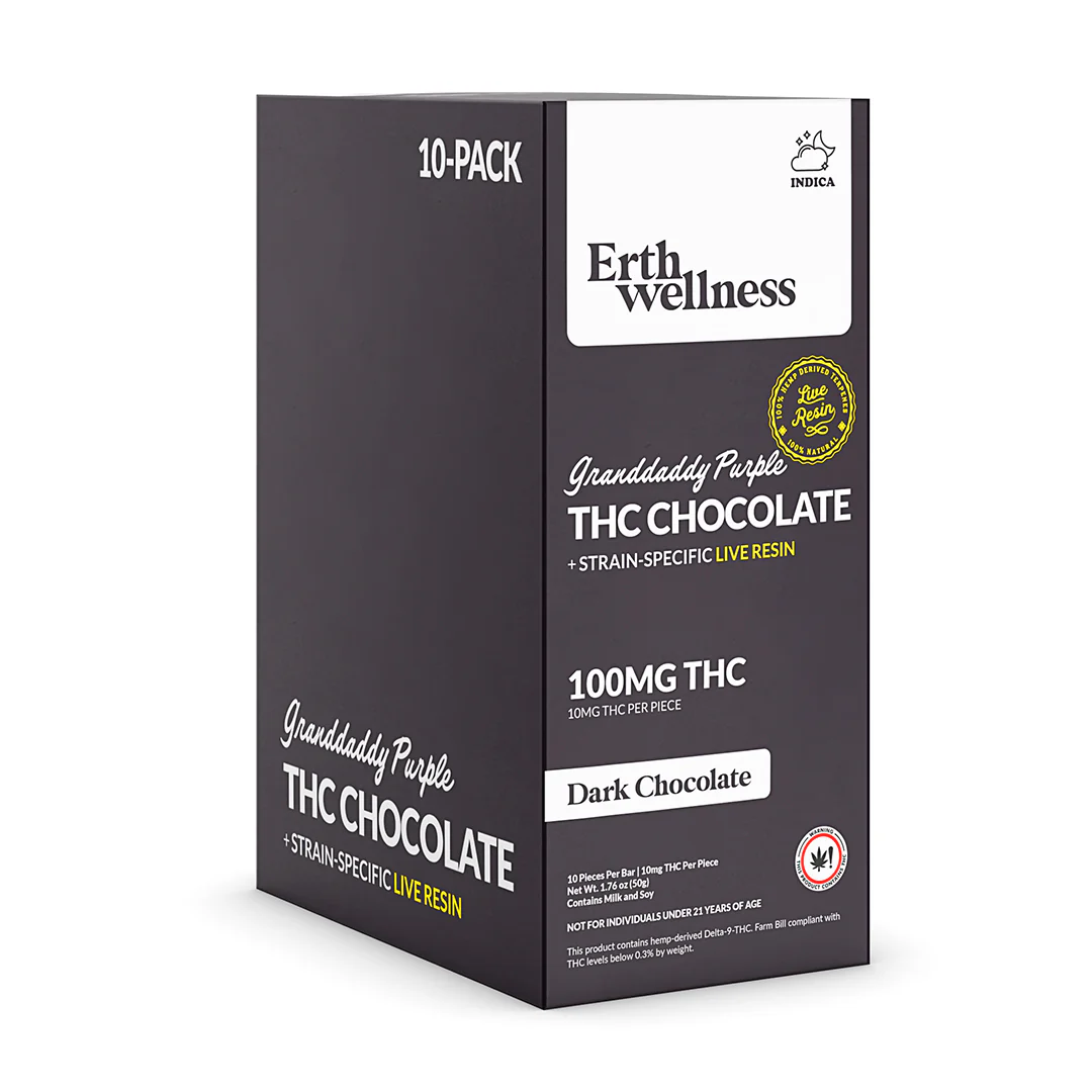 Δ9 THC Chocolate Bar – Granddaddy Purple (Indica) | Live Resin | Dark Chocolate (100mg) - Image 4
