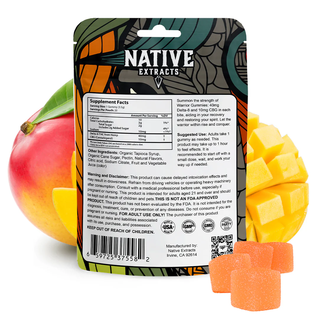 "Warrior" - 800mg Delta-8 THC + 200mg CBG - Mango (Recover) - Image 3