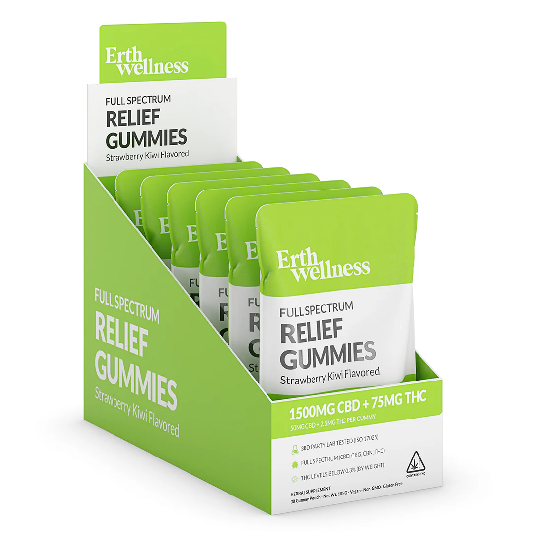 Relief Gummies – Full Spectrum CBD + THC | Strawberry Kiwi (1500mg + 75mg) - Image 3