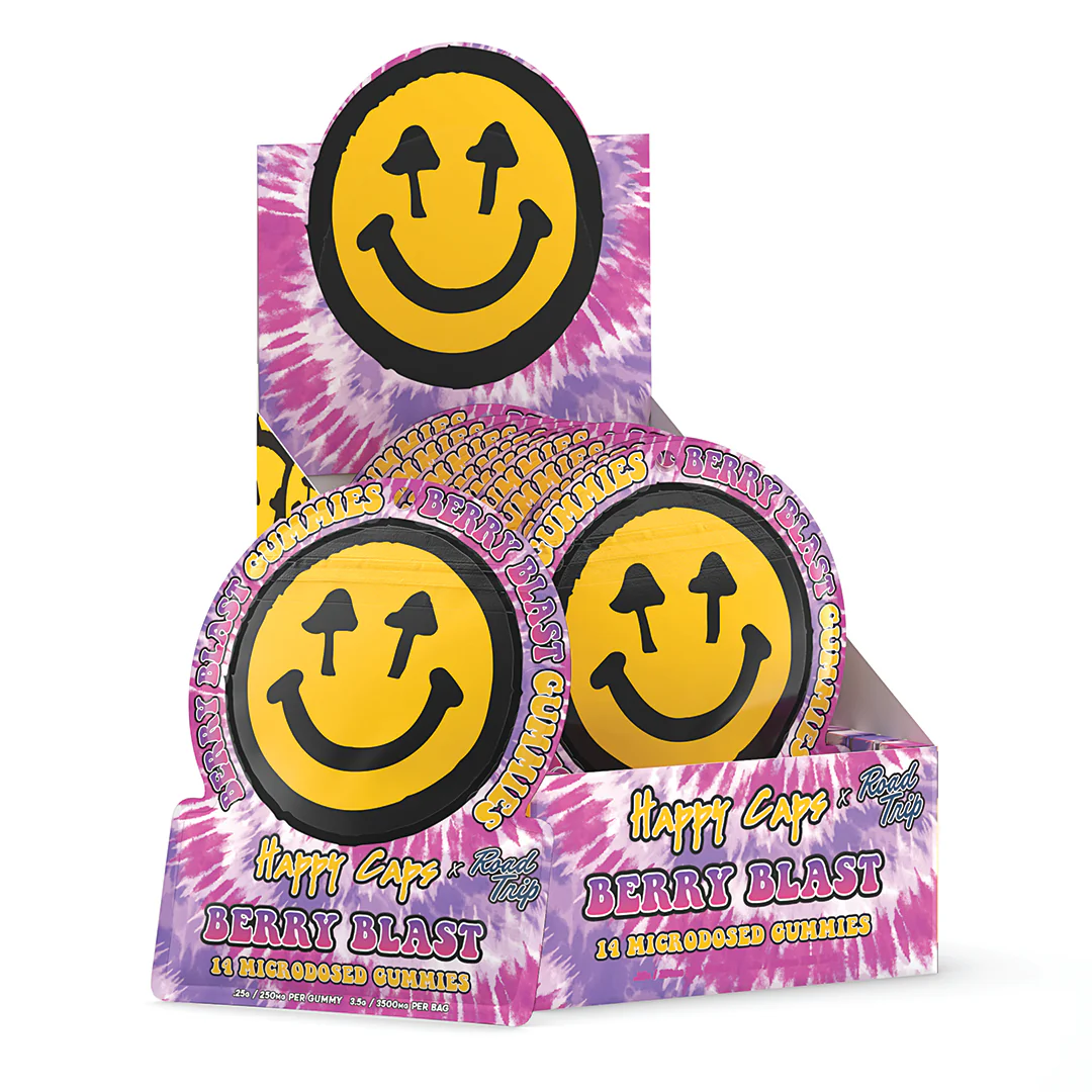 Happy Caps® x Road Trip - MICRODOSED Gummies + Functional Mushrooms - Berry Blast - Image 3