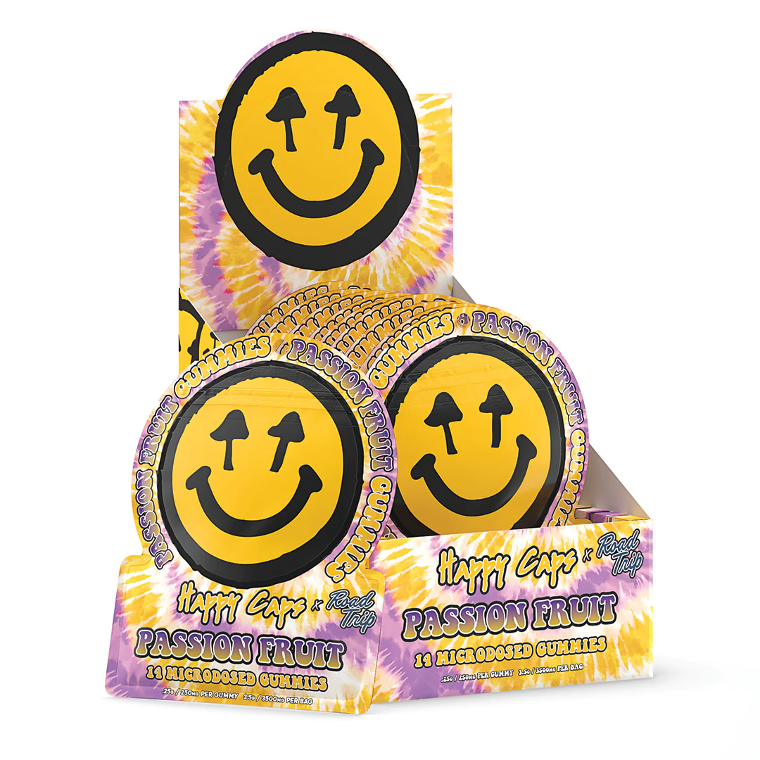 Happy Caps® x Road Trip - MICRODOSED Gummies + Functional Mushrooms - Passion Fruit - Image 3