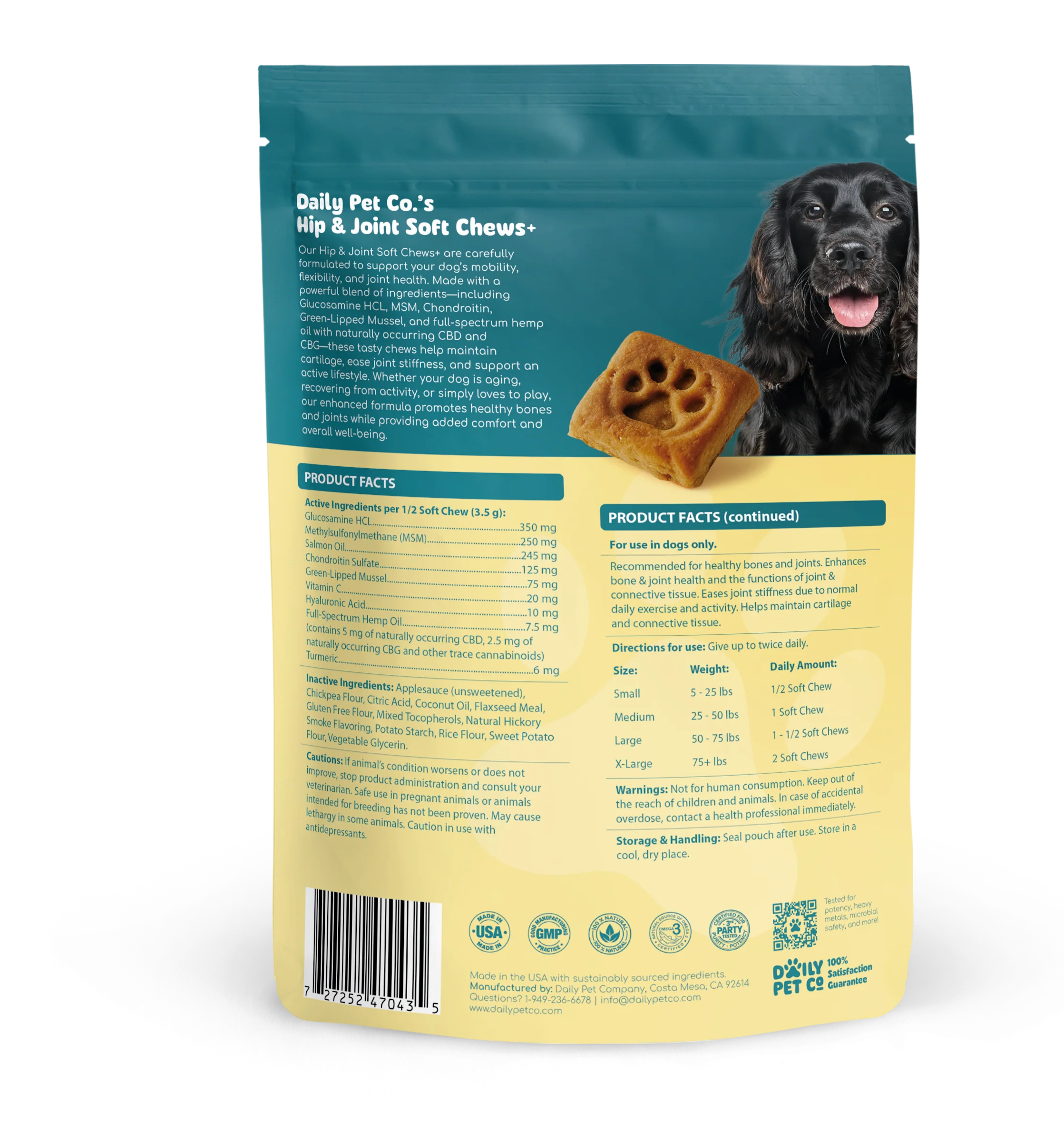 Hip & Joint Soft Chews+ for Dogs - 600mg CBD : 300mg CBG - Image 3