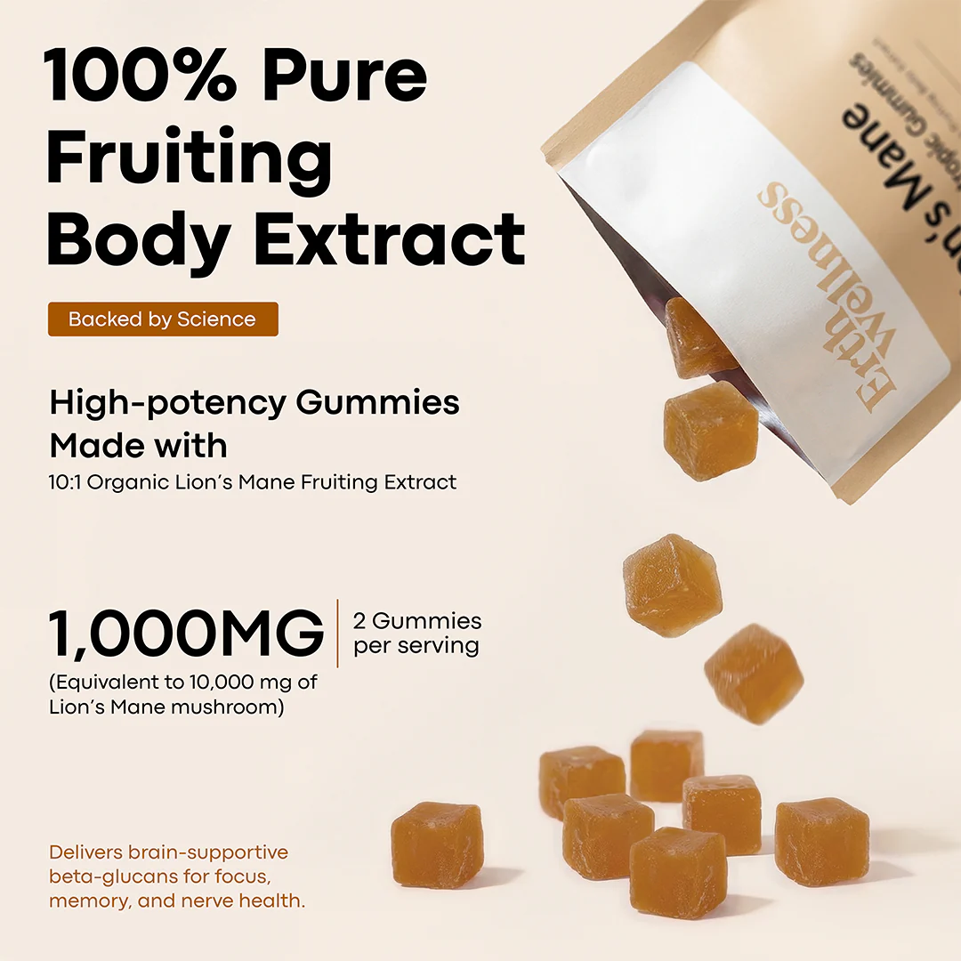 Lion’s Mane Nootropic Gummies by Erth Wellness – 10:1 Fruiting Body Extract – Cognitive Support - Image 8
