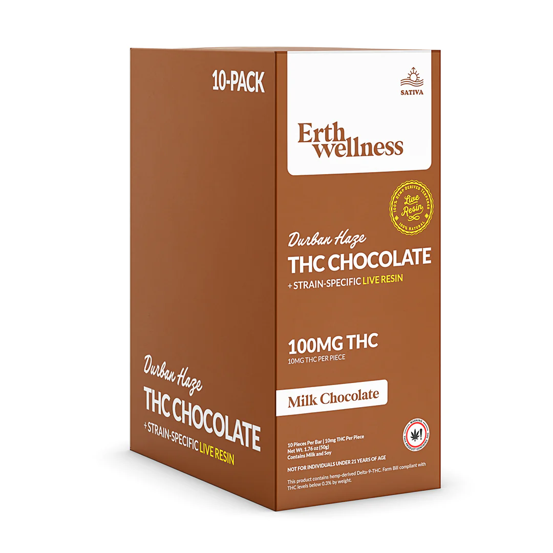 Δ9 THC Chocolate Bar – Durban Haze (Sativa) | Live Resin | Milk Chocolate (100mg) - Image 3
