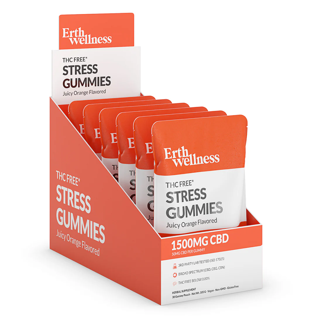 THC-Free STRESS Gummies - Juicy Orange (1500 mg CBD Total) - Image 4