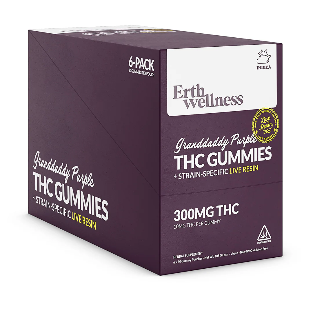 Δ9 THC Gummies – Granddaddy Purple (Indica) | Live Resin | Grape Berry (300mg) - Image 3